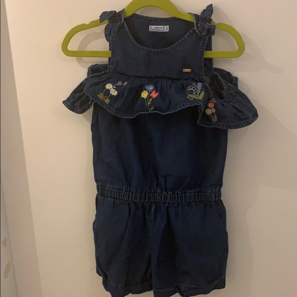 Mayoral Denim peekaboo shouldered jumper